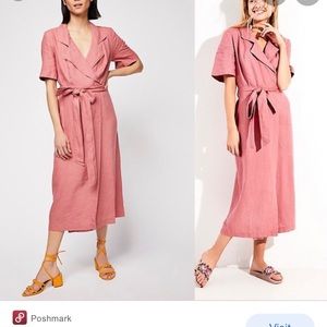 Free people pink linen Klara wrap dress